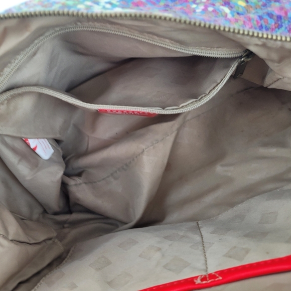 Oilily multi color artsy canvas bag  tan adjustable canvas strap blue pocket OS - Picture 16 of 16